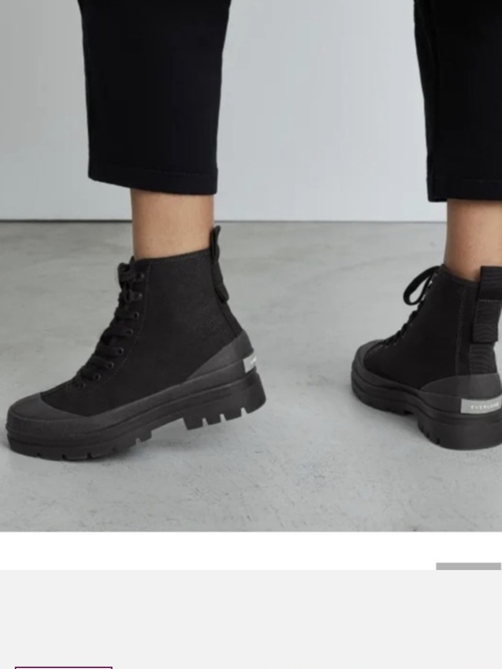 Everlane Black Lace-Up Lug Sole Ankle Boots